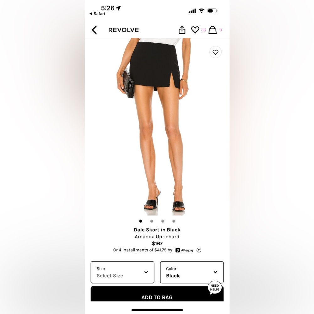 Amanda Uprichard black mini skirt; Size M